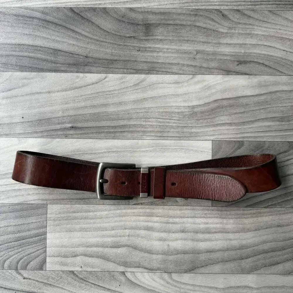 Vintage Fossil Brown Leather Belt Size 32